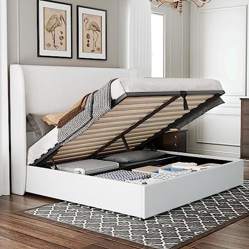 Jocisland Queen Size Bed Frame with tall upholstered headboard in a modern bedroom